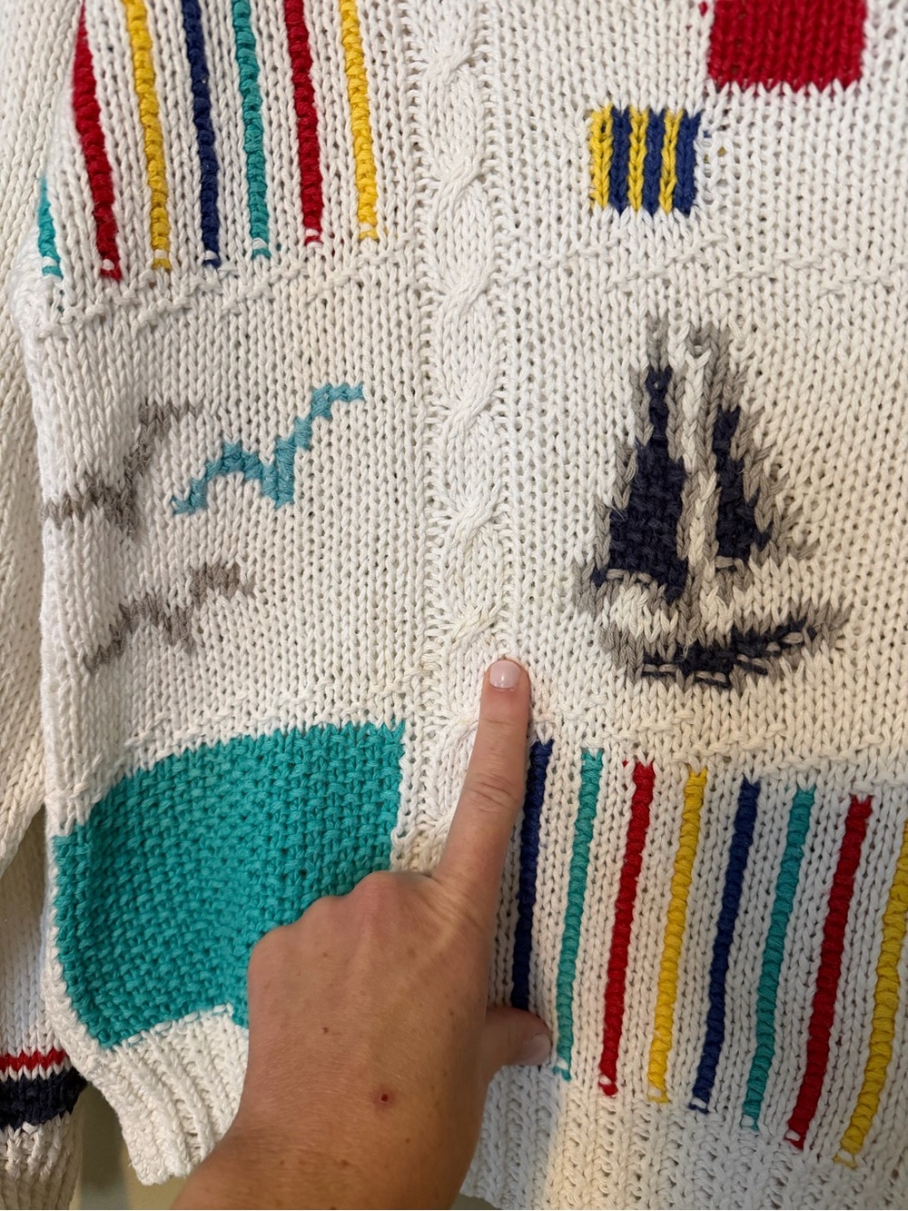 Woolrich Vintage 80’s Nautical Patchwork Knit Sweater - Picture 5 of 9